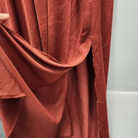NEW EXPRESS Maxi Slip Dress Large Sliy Rust Ruffle Straps NWT‎ $98 - Picture 10 of 14